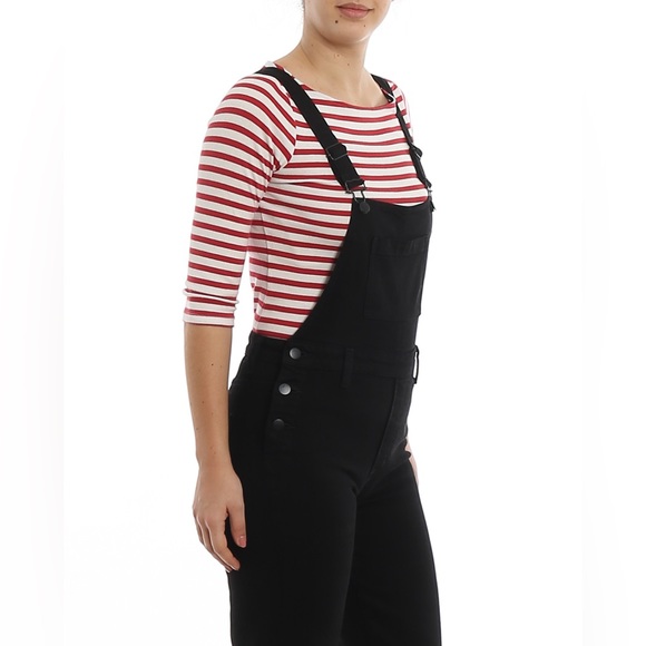 J BRAND JULES OVERALLS JEAN DUNGAREES BLACK BOYFRIEND STRAIGHT LEG RETRO DENIM M - Picture 3 of 16